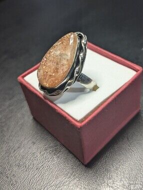 Handcrafted Sunstone Teardrop Ring  (7)